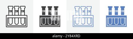 icône de tubes à essai ligne mince linéaire icône graphiques en noir et blanc Illustration de Vecteur
