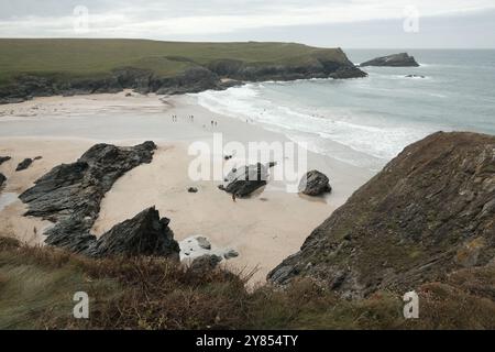 La côte accidentée du nord des cornouailles près de Newquay, au Royaume-Uni Banque D'Images