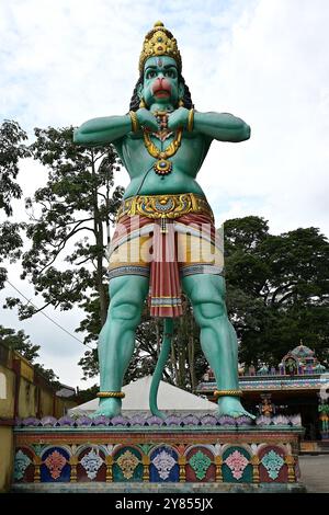 Statue géante de la divinité hindoue populaire, le Seigneur Hanuman, barrant sa poitrine, révélant Rama et Sita en lui Banque D'Images