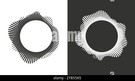 Ensemble de motifs d'ondes sonores pour égaliseur audio circulaire. Technologie de reconnaissance vocale, élément de conception graphique isolé. Illustration de Vecteur