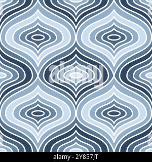 Motif de ogée sans couture vectorielle. Teintes de texture géométrique d'inspiration bohème de bleu. Pour tissu, emballage. Illustration vectorielle Illustration de Vecteur