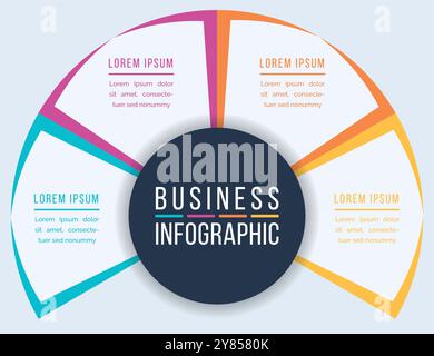 Circle Infographic design 4 étapes, objets, éléments ou options modèle de cercle d'affaires infographique Illustration de Vecteur