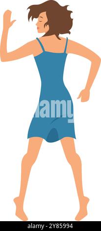 Posture du sommeil de l'estomac. La femme était allongée au lit Illustration de Vecteur