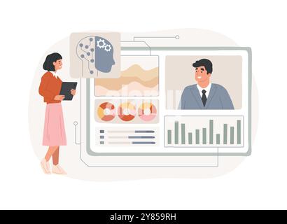 Illustration vectorielle de concept abstrait d'analyse des données RH optimisée par L'IA. Illustration de Vecteur