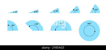 Géométrique mathématique cercle angles illustration de degrés définis Illustration de Vecteur