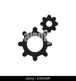Icône d'engrenage. Symbole de roue dentée mécanique. Graphique des paramètres industriels. Illustration simple des machines. Illustration de Vecteur