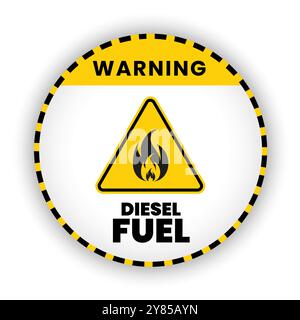 Un signe d'avertissement de bannières de carburant diesel, signe, symbole, dessin d'illustration vectorielle de marque d'avertissement. Signe attention FuelVector diesel. Triangle jaune Illustration de Vecteur