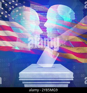 Deepfake ou Deepfake ou les médias américains Deepfake politique Deepfake profonde fausse intelligence artificielle désinformation comme candidat à la fraude Banque D'Images
