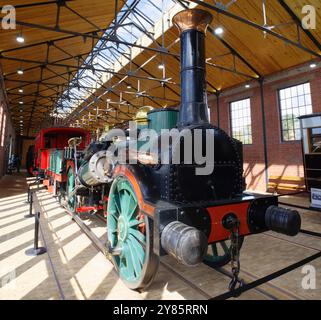 Fire Queen, locomotive en exposition temporaire, Vale of Rheidol, chemin de fer, Musée, pays de Galles, Royaume-Uni. Banque D'Images