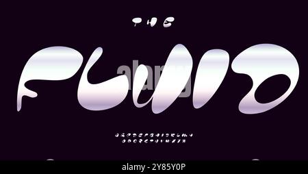 Police Y2K pinceau fluide, lettres irrégulières organiques avec des formes fluides uniques. Alphabet lisse pour les titres calligrphiques expressifs, lettrage Street art. Illustration de Vecteur