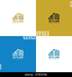 Sky Line Developments conception minimale de logo immobilier Illustration de Vecteur