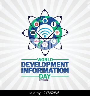Journée mondiale d'information pour le développement. 24 octobre. Concept de vacances. Modèle pour fond, bannière, carte, affiche avec inscription de texte. Vecteur Illustration de Vecteur