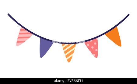 Guirlande de drapeaux festifs. Élément mignon. Illustration vectorielle dans un style plat Illustration de Vecteur