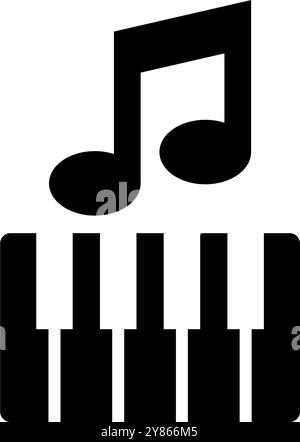 Icône vectorielle noir et blanc moderne et minimaliste avec des notes de musique et des touches de piano Illustration de Vecteur