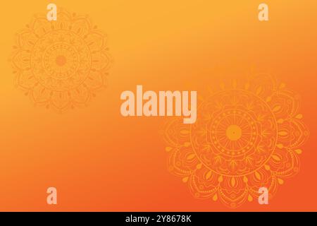 Mandala de fleur sur fond orange. Illustration florale festive. Illustration de Vecteur