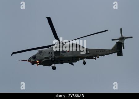 Des hélicoptères Mitsubishi SH-60K Seahawk avec l'escadron 51 de développement aérien de la Force d'autodéfense maritime japonaise (JMSDF), volant près de la base aérienne NAF Atsugi Banque D'Images