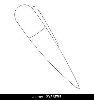 Contour noir et blanc d'un stylo à bille pour les pages à colorier sur le thème de la rentrée scolaire. Idéal pour les projets éducatifs et créatifs. Illustration de Vecteur