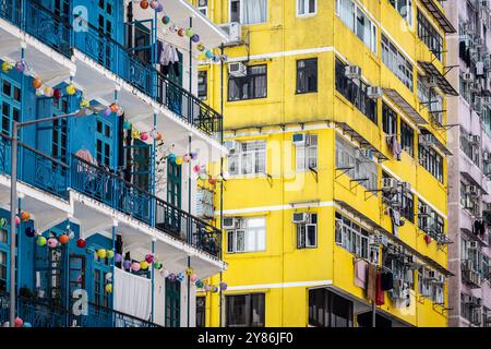 Blue House à Wan Chai Hong Kong Banque D'Images