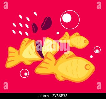 Cookie de poisson taiyaki - illustration vectorielle colorée moderne Illustration de Vecteur