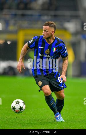 Milan, Italie. 1er octobre 2024. Marko Arnautovic de l'Inter, vu lors du match de l'UEFA Champions League 2024/2025, entre l'Inter et le FK Crvena Zvezda au stade Giuseppe Meazza. Score final : Inter 4:0 FK Crvena Zvezda. Crédit : SOPA images Limited/Alamy Live News Banque D'Images