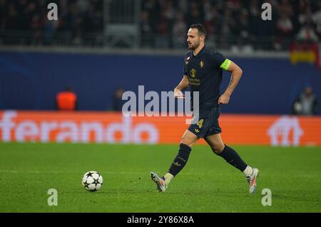 Leipzig, Allemagne. 2 octobre 2024. Federico Gatti de la Juventus lors du match Ligue des Champions - MD2 entre le RB Leipzig - Juventus au Red Bull Arena, Leipzig, Allemagne. Crédit : Ulrik Pedersen/Alamy Banque D'Images