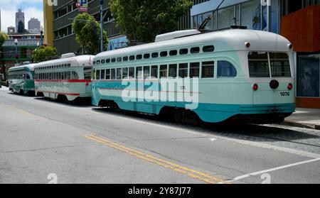 Tramway 1076, construit en 1946. Cette voiture commémore les tramways de Washington DC. Banque D'Images