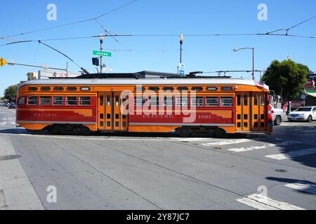 Tramway historique No.1061, Pacific Electric, construit en 1948. Banque D'Images