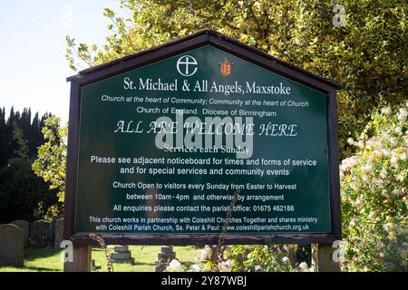 Le conseil extérieur, Michael and All Angels Church, Maxstoke, Warwickshire, Angleterre, Royaume-Uni Banque D'Images