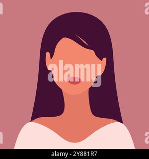 Jeune femme latine abstraite sans visage avec de longs cheveux. Portrait abstrait. Illustration vectorielle Illustration de Vecteur