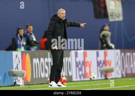 L'entraîneur Marco Rose du RB Leipzig vu en action lors du match de l'UEFA Champions League entre le RB Leipzig et la Juventus au Red Bull Arena. Score final ; RB Leipzig 2 : 3 Juventus. Banque D'Images