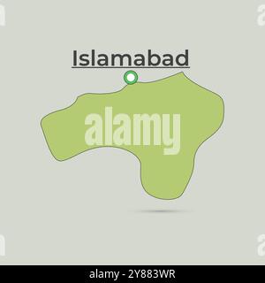 Carte du territoire Islamabad avec la couleur verte, territoire pakistanais Islamabad Illustration de Vecteur