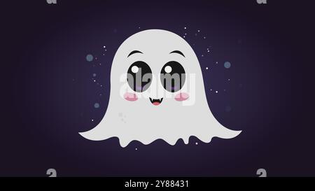 Fantôme souriant avec illustration vectorielle de grands yeux Illustration de Vecteur