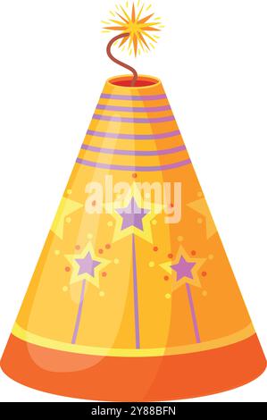 Icône de dessin animé de fontaine de feu. Explosif mousseux isolé sur fond blanc Illustration de Vecteur