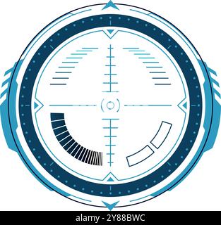 Cible HUD. Cercle de visée de l'interface technique isolé sur fond blanc Illustration de Vecteur