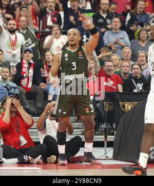 Carsen Edwards (FC Bayern Basketball, #3) jubelt. GER, FC Bayern Basketball v. Real Madrid, Basketball, Euroleague, saison 2024/2025, 03.10.2024, Foto : Eibner-Pressefoto/Marcel Engelbrecht Banque D'Images