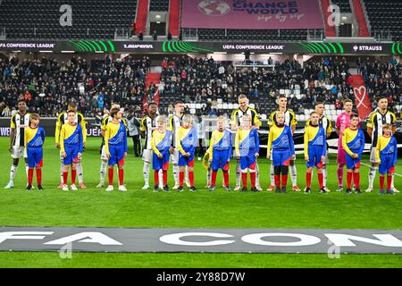 Linz, Autriche. 03 Oct, 2024. LINZ, AUTRICHE -3 OCTOBRE : équipe de LASK lors du match de la phase MD1 de la Ligue de l'UEFA 2024/25 entre LASK et Djurgarden Oberoesterreich Arena le 3 octobre 2024 à Linz, Autriche.241003 SEPA 20 019 - 20241003 PD8784 crédit : APA-PictureDesk/Alamy Live News Banque D'Images