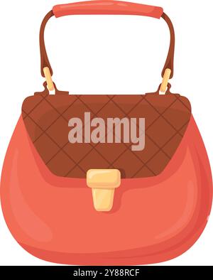 Icône de dessin animé de sac à main femme en cuir. Sac à main tendance isolé sur fond blanc Illustration de Vecteur