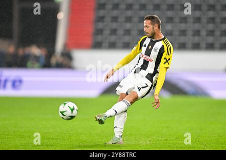 Linz, Autriche. 03 Oct, 2024. LINZ, AUTRICHE - 3 OCTOBRE : René Renner de la LASK lors du match de la phase MD1 de l'UEFA Conference League 2024/25 entre la LASK et la Djurgarden Oberoesterreich Arena le 3 octobre 2024 à Linz, Autriche.241003 SEPA 20 075 - 20241003 PD10282 crédit : APA-PictureDesk/Alamy Live News Banque D'Images