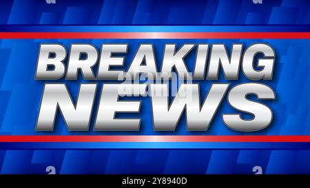 Breaking News en fond rouge et bleu - illustration Banque D'Images