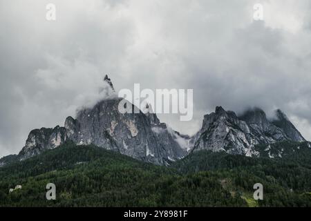 Vue panoramique du Mont Sciliar sur la Seiser Alm dans les Dolomites au Tyrol du Sud, Italie, Europe Banque D'Images