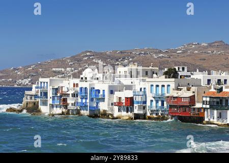 La pittoresque petite Venise à Mykonos, Grèce, Europe Banque D'Images