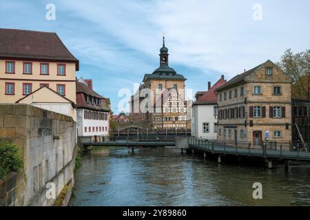 Vue panoramique sur la vieille ville de Bamberg en Bavière, Allemagne, Europe Banque D'Images