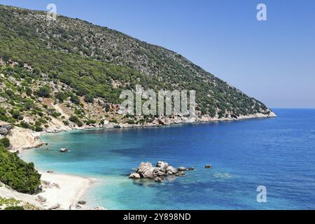 La plage Vouti dans l'île de Céphalonie, Grèce, Europe Banque D'Images