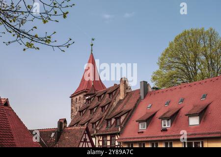 Maisons à colombages dans la vieille ville de Nuremberg, Allemagne, Europe Banque D'Images