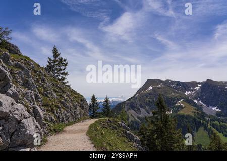 Vue panoramique sur les montagnes de Berchtesgadener Land en Bavière, Allemagne, Europe Banque D'Images