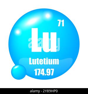 Icône LU. Elément lutétium. Numéro atomique 71. Masse 174.97. Image de sphère bleue. Symbole vectoriel. Illustration de Vecteur