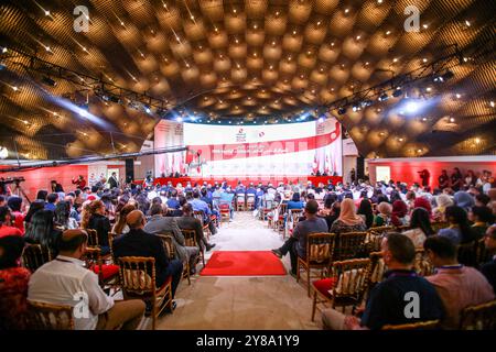 Tunis, Tunisie. 3 octobre 2024. Tunis, Tunisie. 03 octobre 2024. L'audience lors de la cérémonie d'ouverture du Centre des médias au siège de la haute Commission électorale indépendante (ISIE) de Tunisie. Le Centre des médias doit accueillir des journalistes internationaux couvrant les élections présidentielles tunisiennes le 6 octobre 2024. Le président de la commission électorale tunisienne, Farouk Bouasker, est intervenu lors de la cérémonie (crédit image : © Hasan mrad/IMAGESLIVE via ZUMA Press Wire) USAGE ÉDITORIAL SEULEMENT! Non destiné à UN USAGE commercial ! Banque D'Images