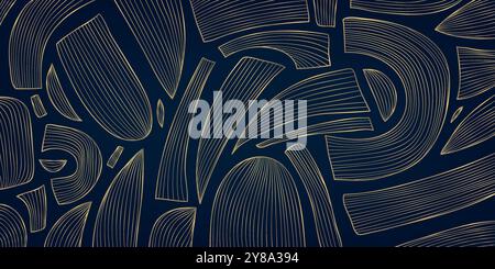 Impression de ligne d'or vectorielle, formes de coupe organiques, ornement de luxe boho. Motif africain moderne, fond géométrique minimal, motif ethnique Illustration de Vecteur