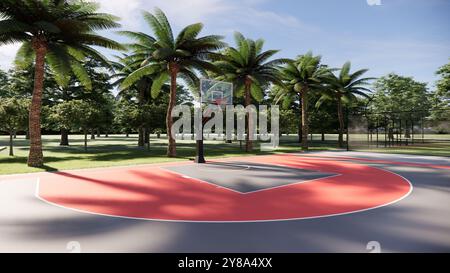 Terrain de basket-ball 3x3 visualisation de rendu 3D. Banque D'Images