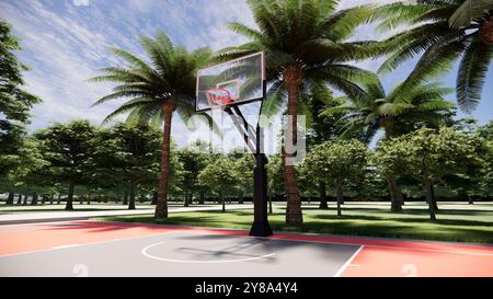 Terrain de basket-ball 3x3 visualisation de rendu 3D. Banque D'Images